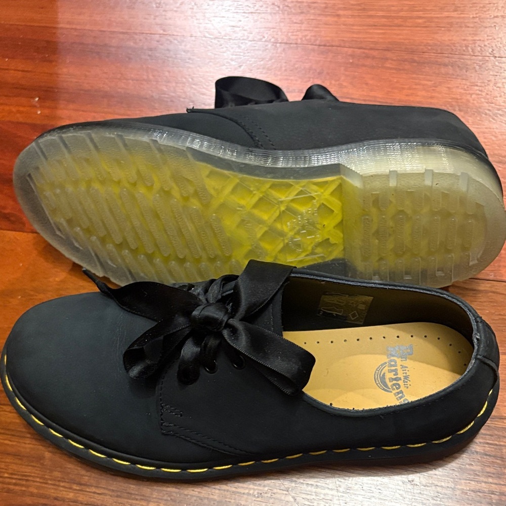 Dr. Martens Black Satin Lace Shoes - Picture 3 of 8